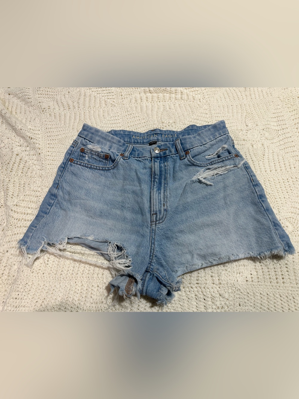 American Eagle Outfitters Light Blue Distressed Denim Cutoff Shorts